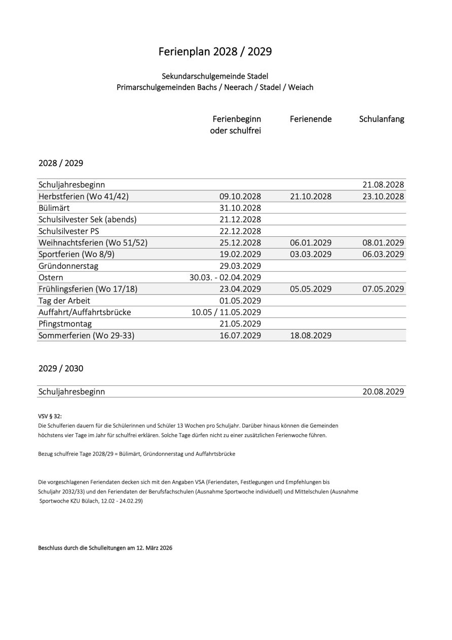 Ferienplan